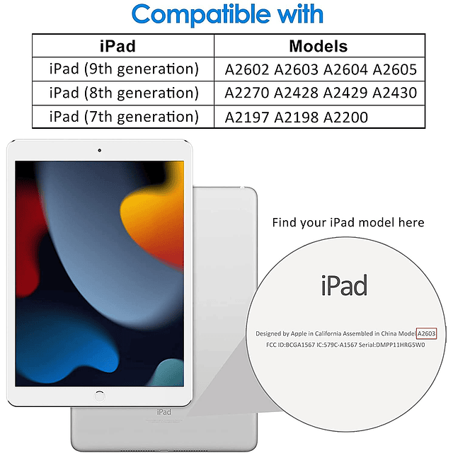 Funda para iPad de 7.ª, 8.ª y 9.ª generación pantalla de 10,