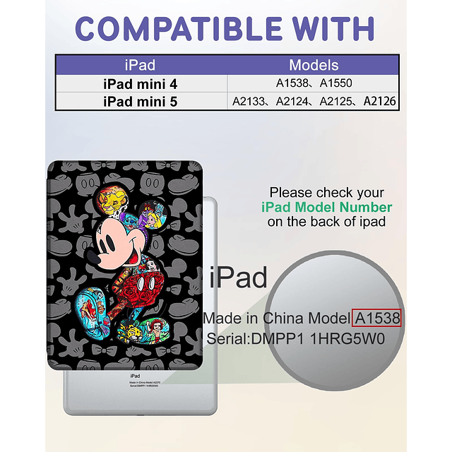 para iPad Mini 5/4 Funda de 7,9 pulgadas Lindos dibujos anim