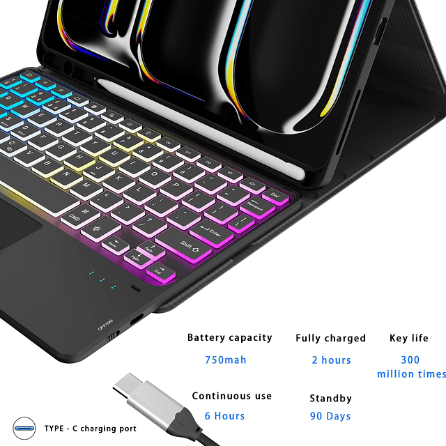 Funda para iPad Pro de 11 pulgadas M4 2024 con teclado desmo