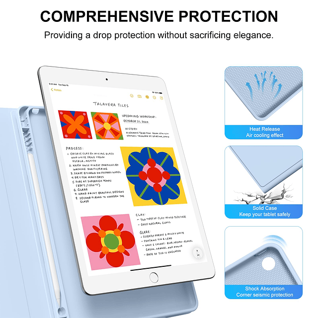 Funda para iPad de 9.ª generación con teclado de 10,2 pulgad