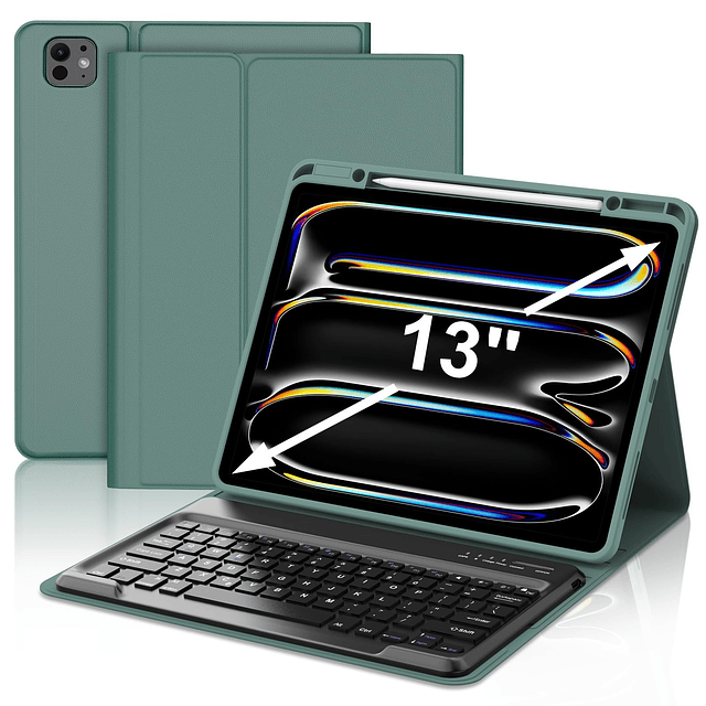 Funda con Teclado para iPad Pro de 13 Pulgadas, Funda con Te