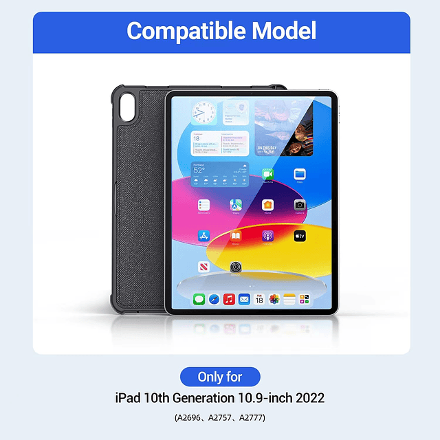 para iPad de 10.ª generación, funda con teclado para iPad di