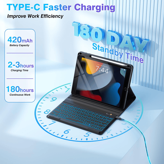 Funda con Teclado para iPad de 9ª Generación de 10,2 Pulgada