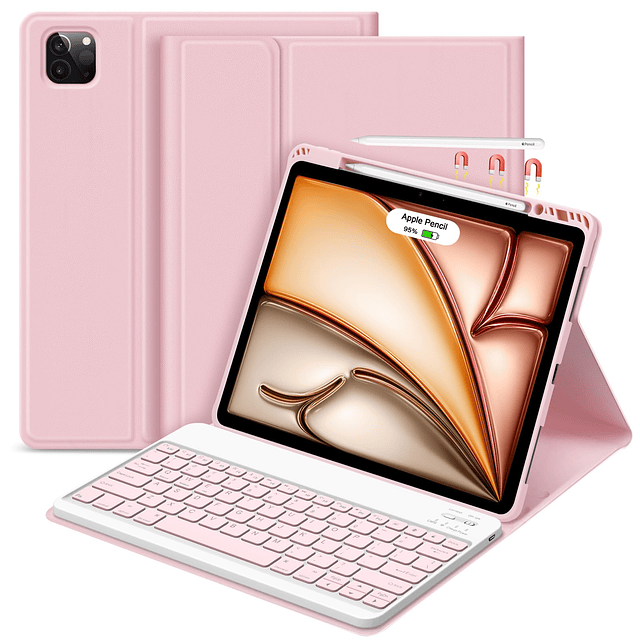 Funda para iPad Air de 13 pulgadas M2 2024 con teclado y tec