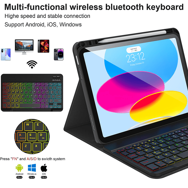 Funda con teclado para iPad de 10.ª generación 10.9", 2022,