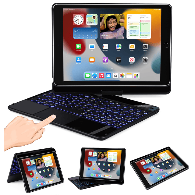 Funda con teclado para iPad de 9.ª generación 10.2 2021, Tra