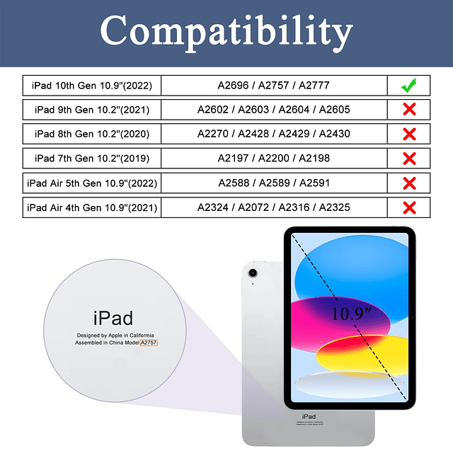 Funda giratoria para iPad de 10.ª generación de 10,9 pulgada