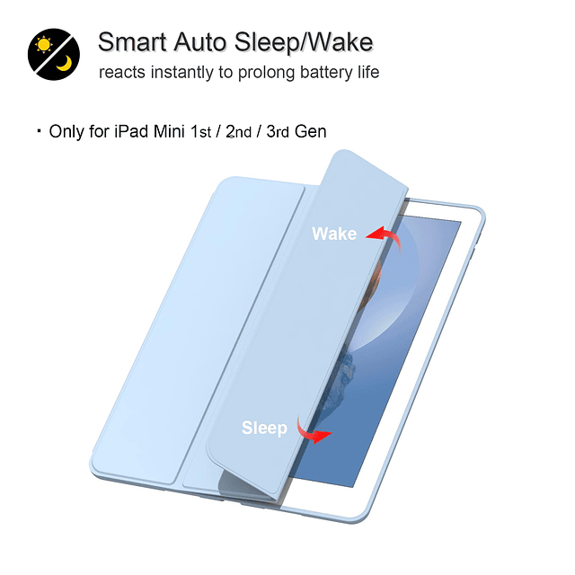 Funda para iPad Mini 1/2/3, Ligera y Delgada Auto Sleep/Wake