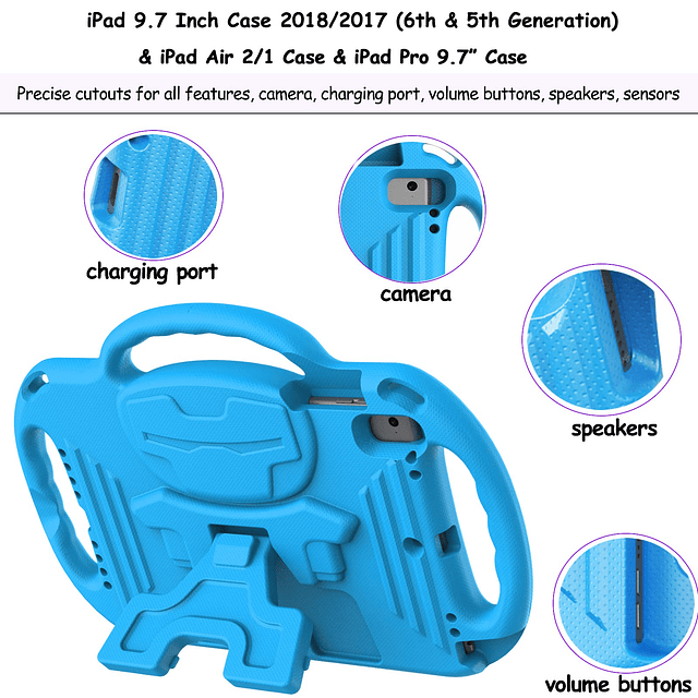 Funda para niños para iPad de 5.ª/6.ª generación 2017/2018 y