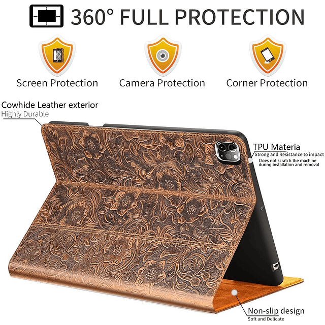 Funda de Cuero para iPad Pro de 12,9 Pulgadas, 6.a/5.a/4.a/3