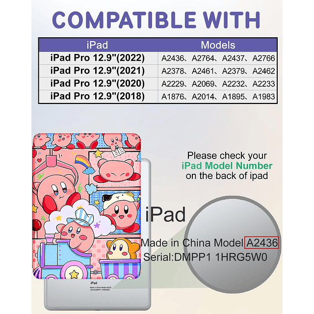 para iPad Pro 12.9 Funda 2022/2021/2020/2018 Funda Cute Cart