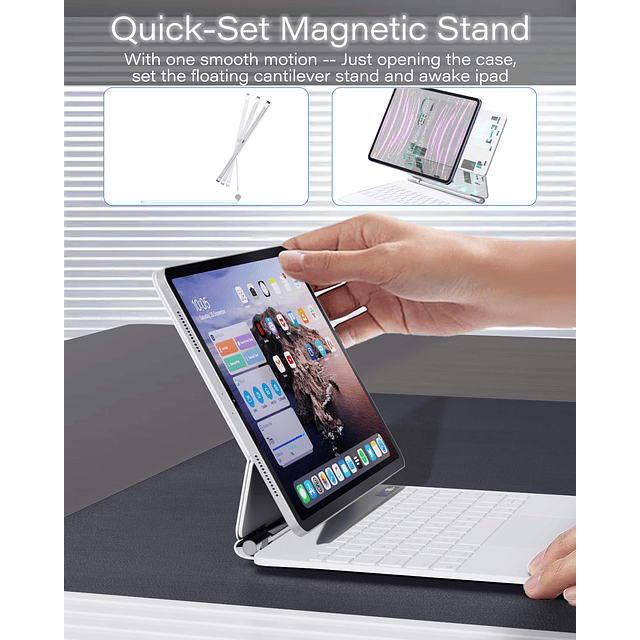 Funda para iPad Pro de 12,9 pulgadas con teclado blanco, tra