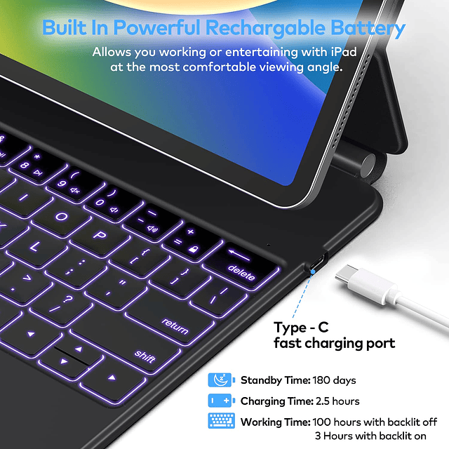 Funda con teclado para iPad Air de 11 pulgadas M2 2024 y iPa