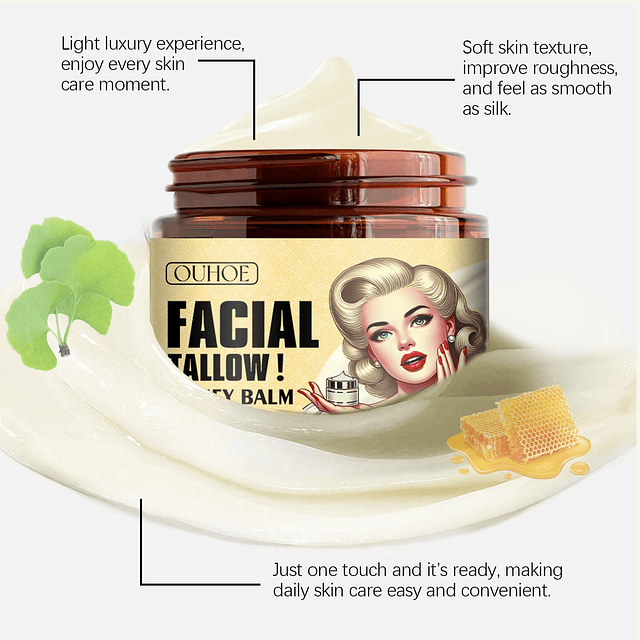 Bálsamo de sebo y miel para la cara, humectante facial de se