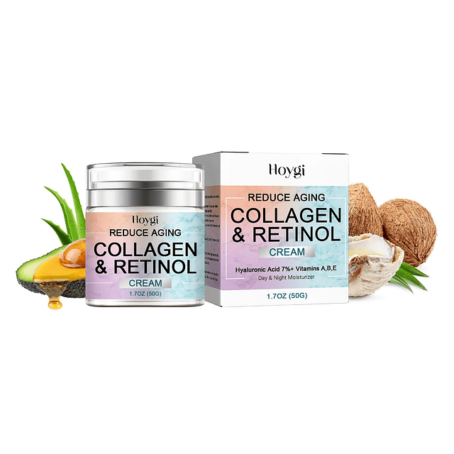 Crema hidratante facial de colágeno y retinol con ácido hial