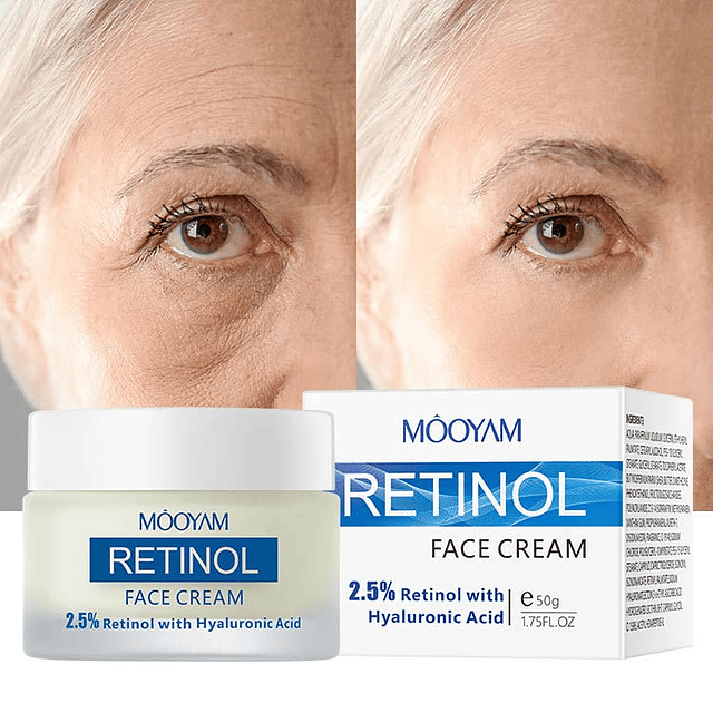 Crema de retinol para rostro, humectante facial con 2,5% de