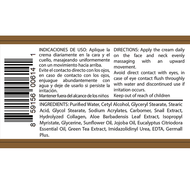 Baba de Caracol Crema De Caracol Con Colágeno Crema Regenera