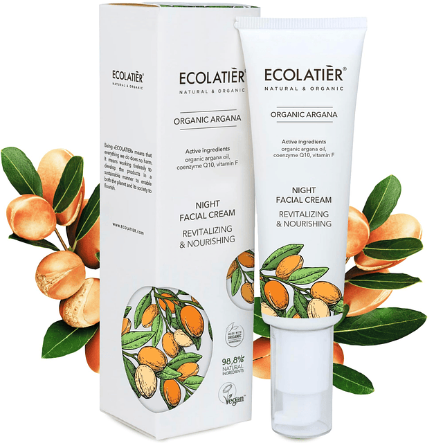 Crema facial de noche revitalizante y nutritiva aceite de ar