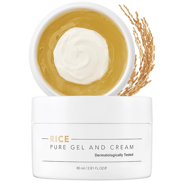 Gel y crema puros de arroz, extracto nutritivo exclusivo de