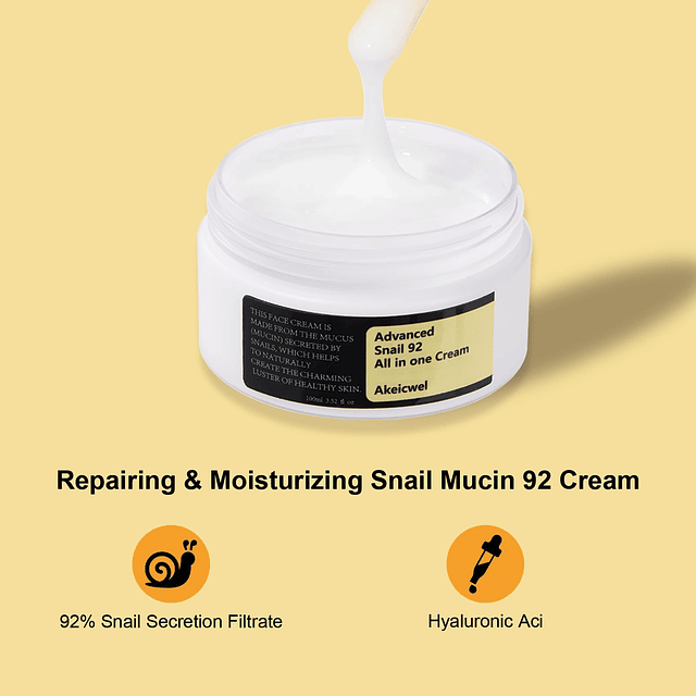 Crema de mucina de caracol, 3.52 fl oz Crema reafirmante y r