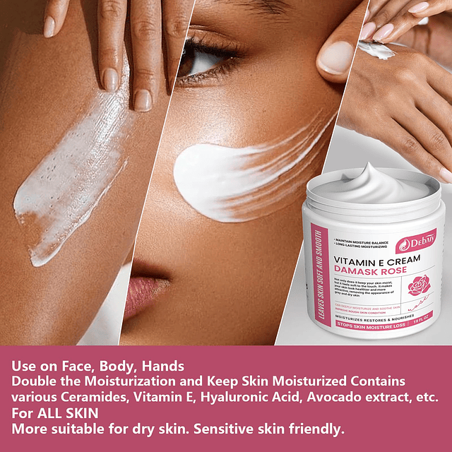 Crema hidratante Damascus Rose Vitamin E - Hidratante suave