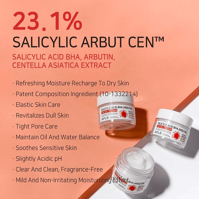 Crema facial con ácido salicílico BHA Arbutina | SALICYLIC A