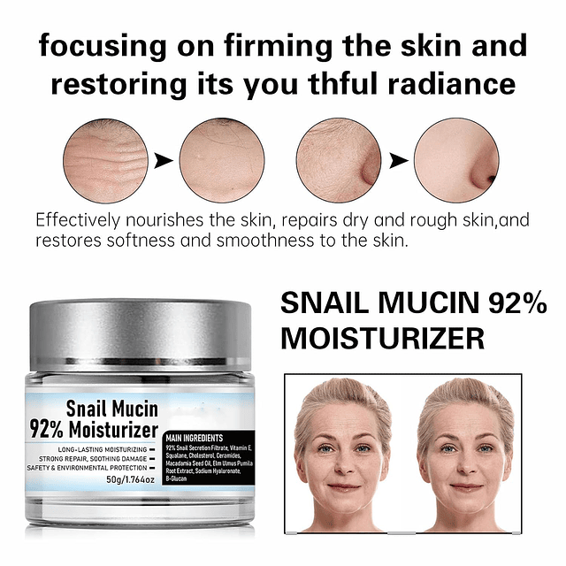 Snail Mucin 92% Crema hidratante facial diaria Crema de gel