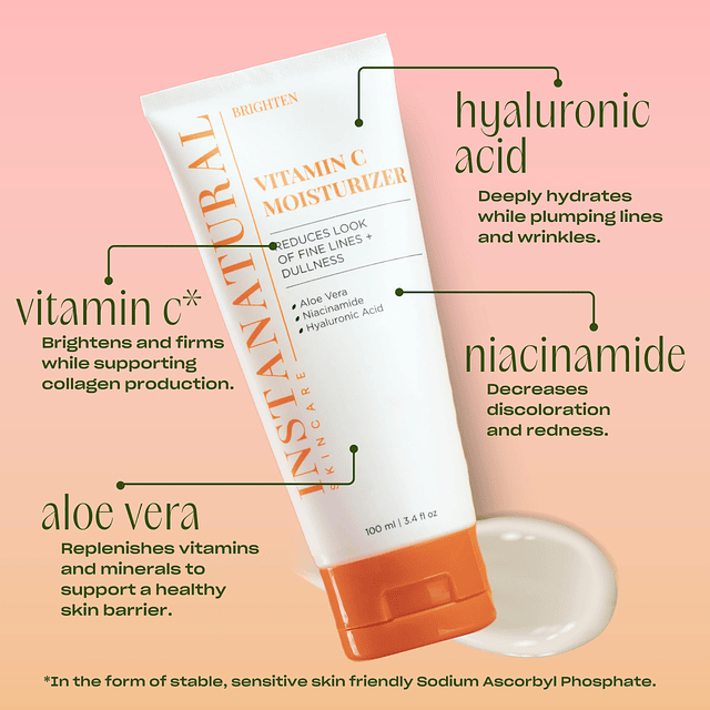 Crema hidratante facial con vitamina C, ilumina y reduce la