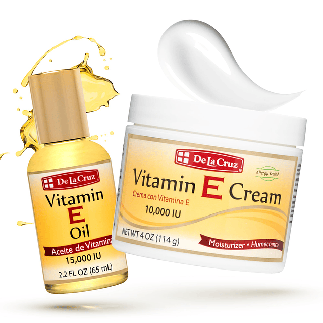 - Paquete de crema y aceite de vitamina E - Hidratante para