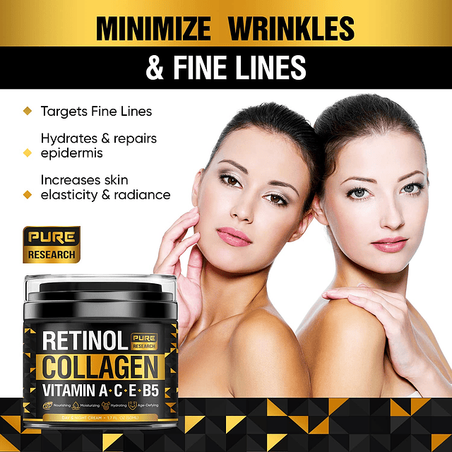 Crema facial de retinol - Crema antiarrugas natural - Hidrat