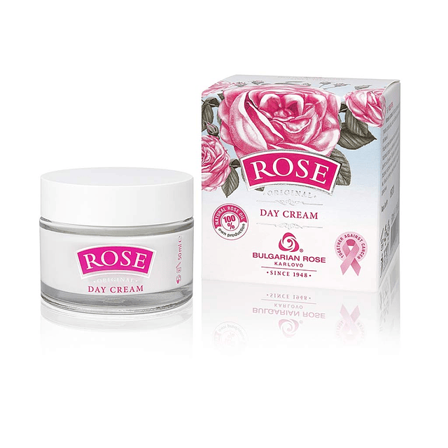 Crema facial de día de rosa búlgara con aceite de rosa natur