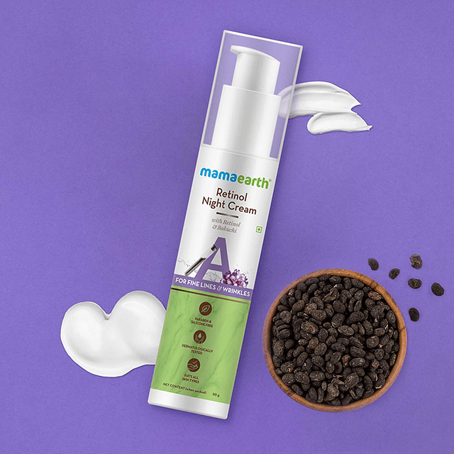 Crema de noche Mamaearth Retinol con Bakuchi | Hidratante fa