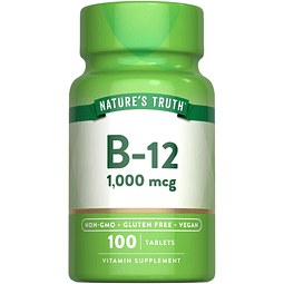 B12 Vitamina 1000 mcg | 100 tabletas | Suplemento vegano, si