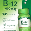 B12 Vitamina 1000 mcg | 100 tabletas | Suplemento vegano, si