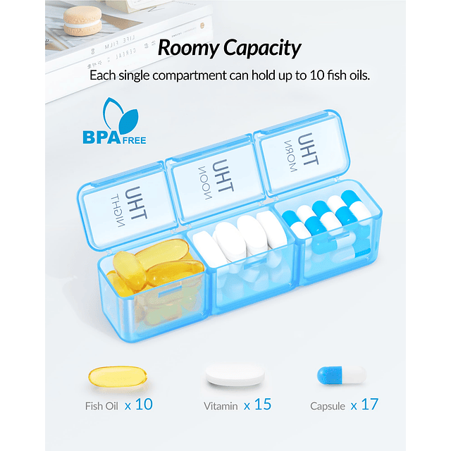 Pastillero semanal 3 veces al día con diseño resistente a la