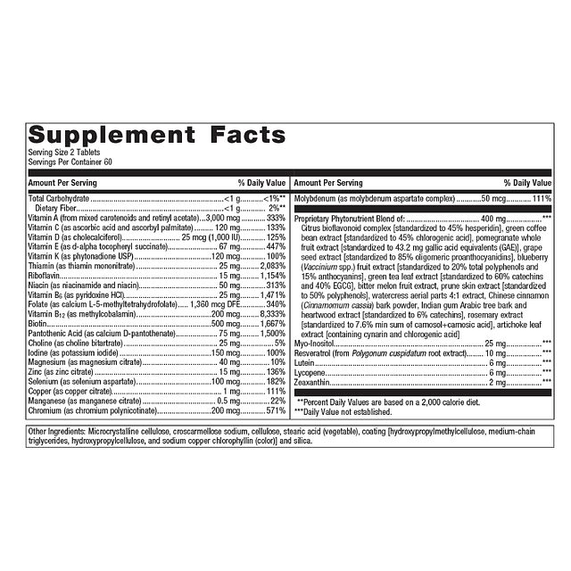 PhytoMulti Multivitamina sin hierro Multivitamina diaria par