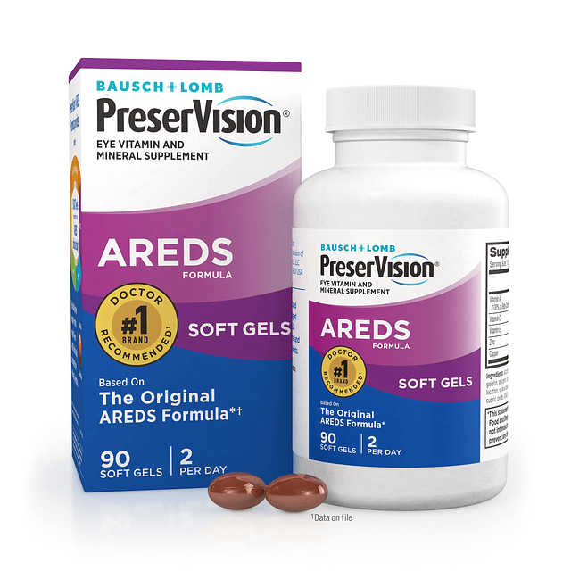 AREDS Suplemento vitamínico y mineral para ojos, contiene vi