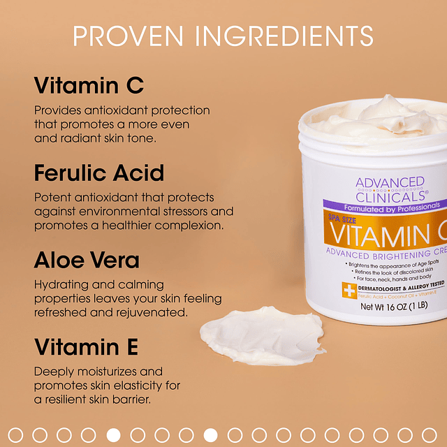 Crema iluminadora de vitamina C de + suero de niacinamida al