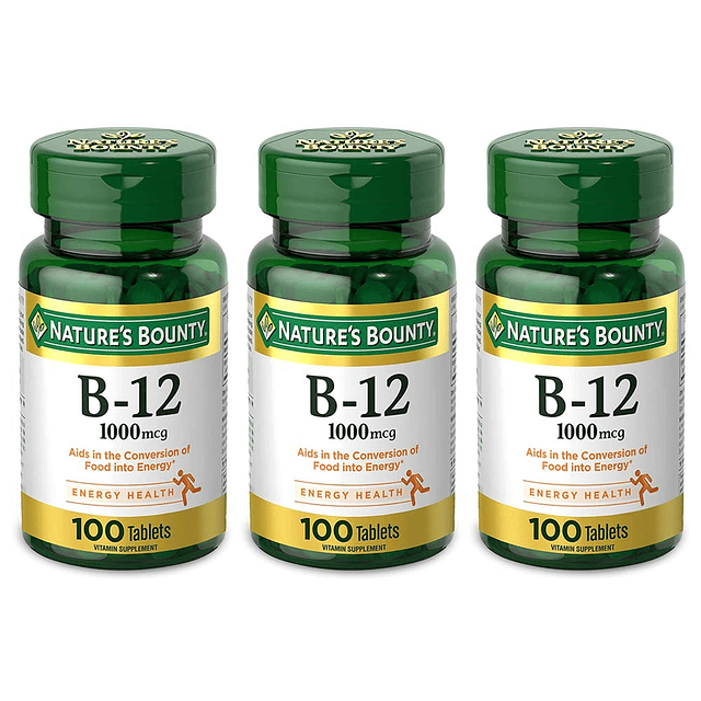 Vitamina B12 natural, tabletas de 1000 mcg, 100 unidades, pa