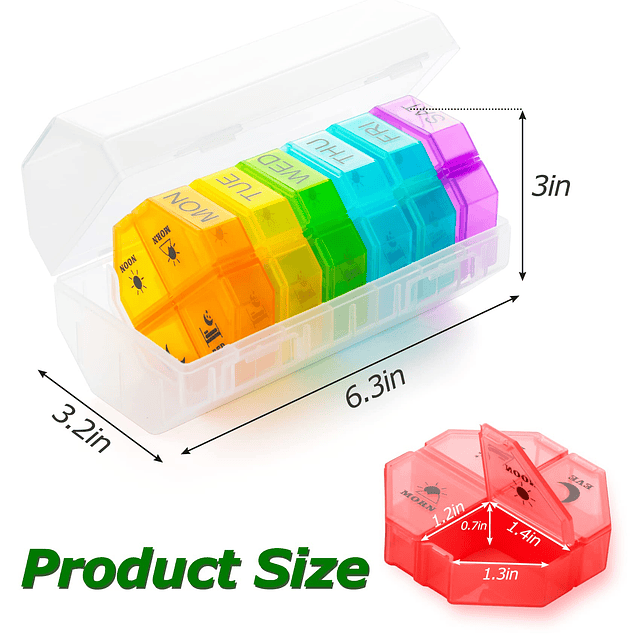 Pastillero semanal 4 veces al día, pastillero grande para 7