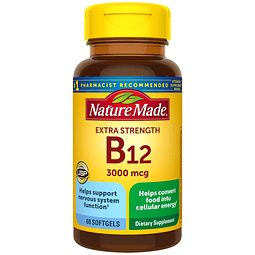 Vitamina B12 extra fuerte 3000 mcg cápsulas blandas, 60 unid