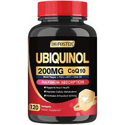 Coq10 200 mg, Ubiquinol Coq10 Máxima Absorción con Vitamina