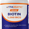 Biotina 5000 mcg (5 mg) para cabello, piel y uñas más fuerte