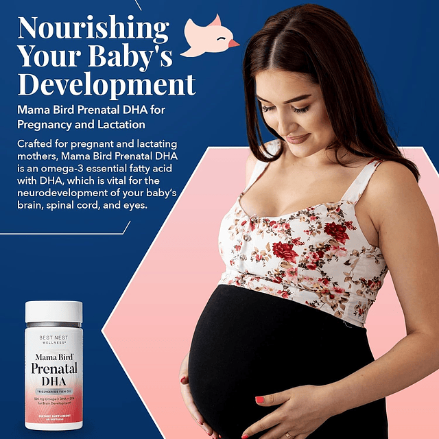 Mama Bird Prenatal DHA Vitamina, Suplementos prenatales Omeg