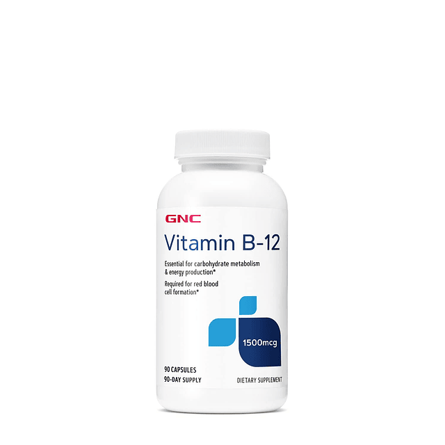 Vitamina B-12 1500 mcg, 90 cápsulas, apoya la producción de