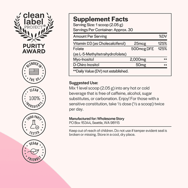 Suplemento de inositol en polvo con folato MTHF + vitamina D