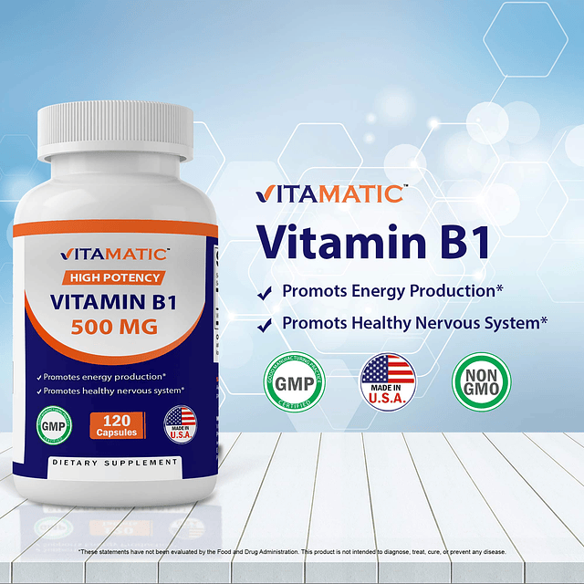 Paquete de 3 Vitamina B1 (Tiamina) 500 mg, 120 Cápsulas