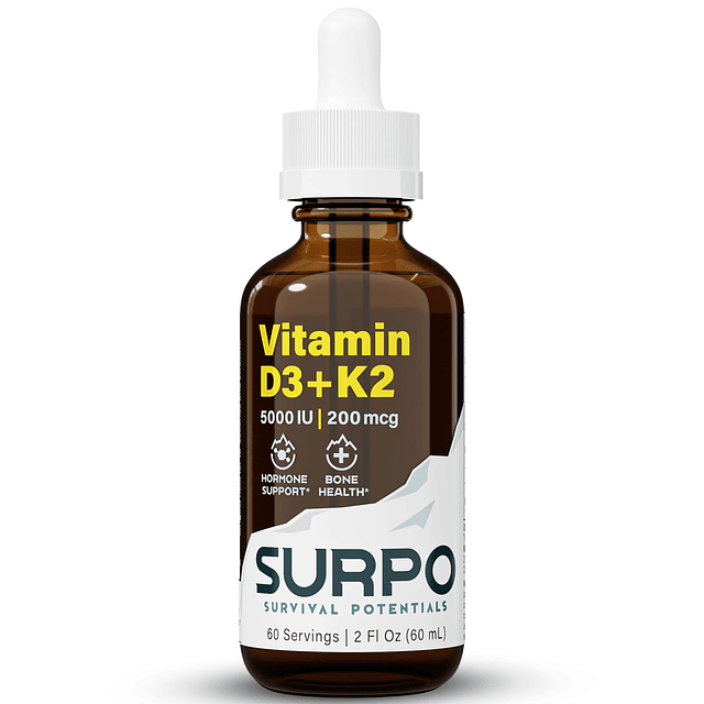 Vitamina D3 + K2 Gotas líquidas con aceite Omega 3 5000 UI V