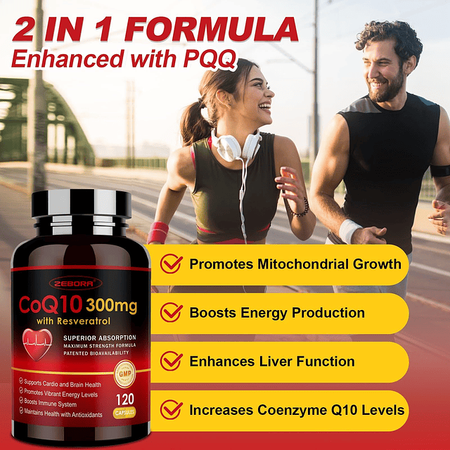 CoQ10-300 mg con Trans-Resveratrol, PQQ y vitamina E Coenzim