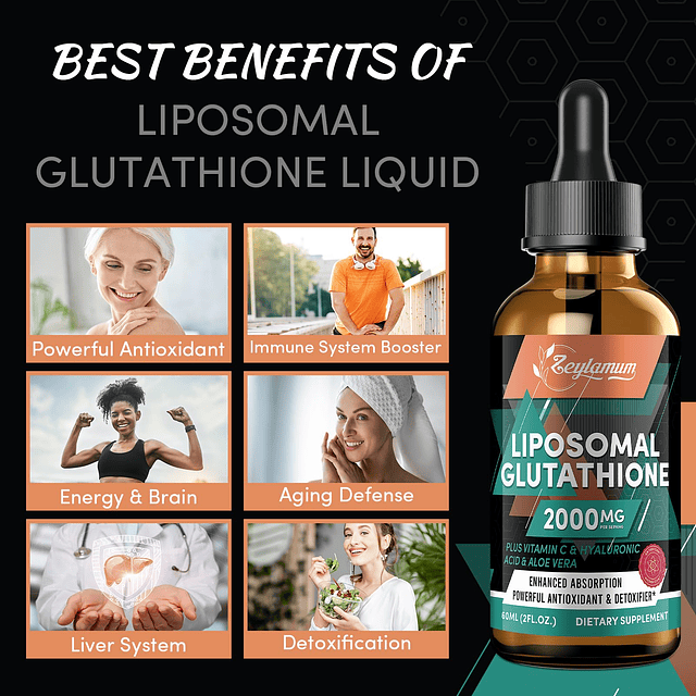 Gotas líquidas de glutatión liposomal de 2000 mg, absorción